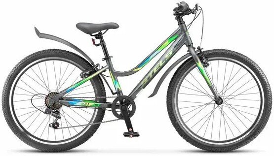Велосипед Stels Cristy 420 V 24 2026 (матово-серый/зеленый)