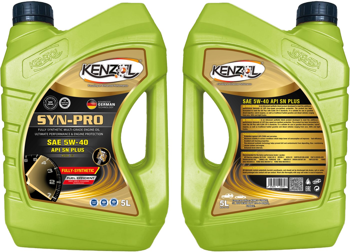 

Моторное масло Kenzol Syn-Pro SAE 5W-40 API SN+ Dexos1 5л