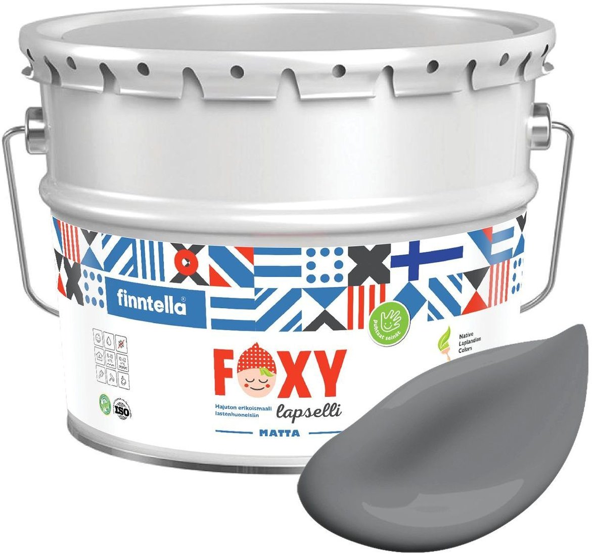 

Краска Finntella Foxy Lapselli Matte Kissimirri F-50-1-9-FL205 9 л (серый)