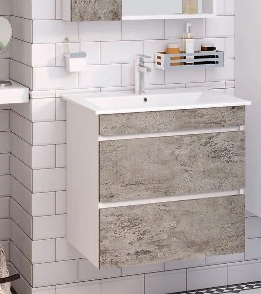 

Runo Тумба под умывальник Манхэттен 65 (подвесная, серый бетон)