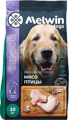 Сухой корм для собак Melwin Для собак старше 7 лет с мясом птицы (10 кг)