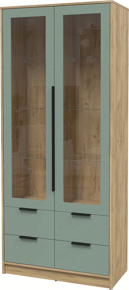 

Шкаф-витрина Интерлиния Концепт КТ-ШВ2 с подсветкой Глосс (дуб золотой/мята)