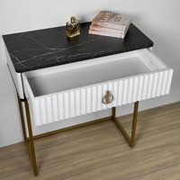 Туалетный столик без зеркала Shtabe Royal 5115 эко (мрамор неро/золото/р.золото)