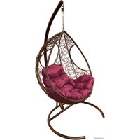 Подвесное кресло M-Group Долька 11150202 (коричневый ротанг/бордовая подушка)