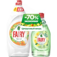 Средство для мытья посуды Fairy Апельсин и лимонник + Бергамот и Имбирь 900 мл + 450 мл