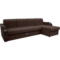 Угловой диван Сириус Лидер-6 с оттоманкой ППУ 300x165 (Eva 04 велюр темно-коричневый)
