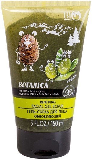 

Bio World Скраб для лица Botanica обновляющий кедровый орех базилик олива (150 мл)