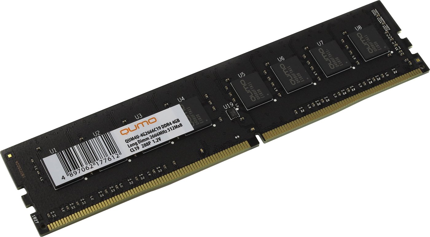 

Оперативная память QUMO 4GB DDR4 PC4-21300 QUM4U-4G2666C19