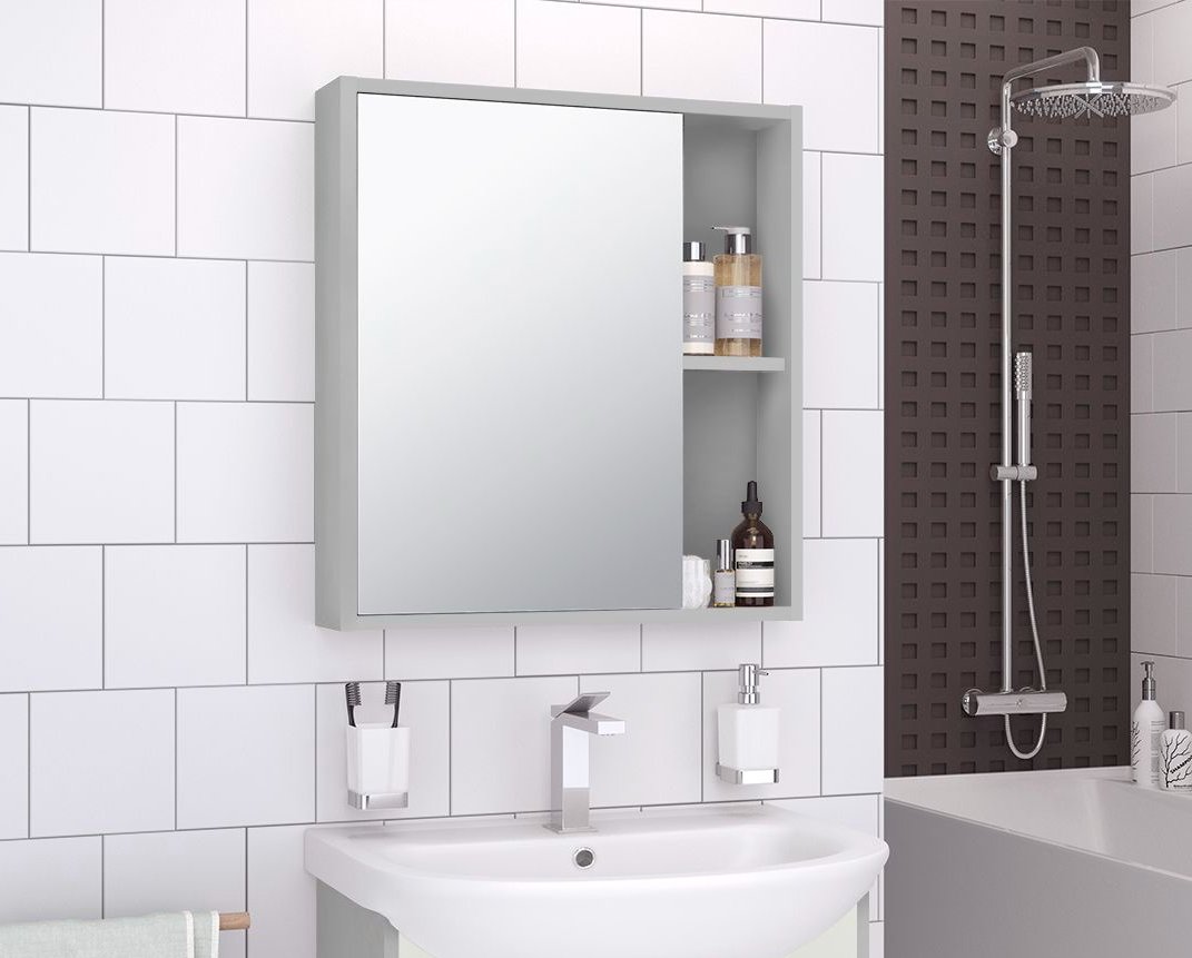 

Runo Шкаф с зеркалом Эко 60 (серый)