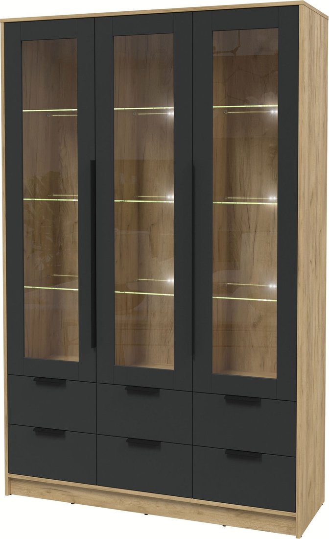 

Шкаф-витрина Интерлиния Концепт КТ-ШВ3 с подсветкой (антрацит/дуб золотой)