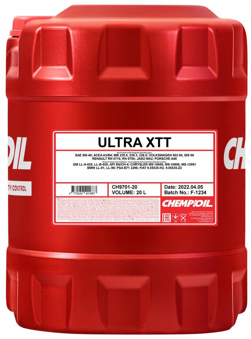 

Моторное масло Chempioil Ultra XTT 5W-40 20л