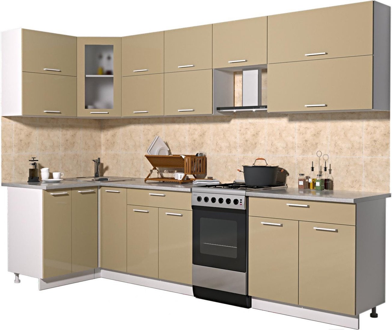 

Готовая кухня Интерлиния Мила Gloss 50-12x29 (капучино глянец)