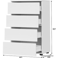 Комод NN мебель Токио 4 ящика 00-00106109 (белый текстурный)