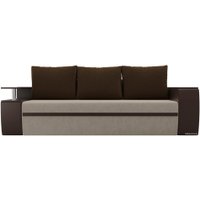 Диван Лига диванов Майами 102993 (микровельвет/экокожа, бежевый/коричневый)