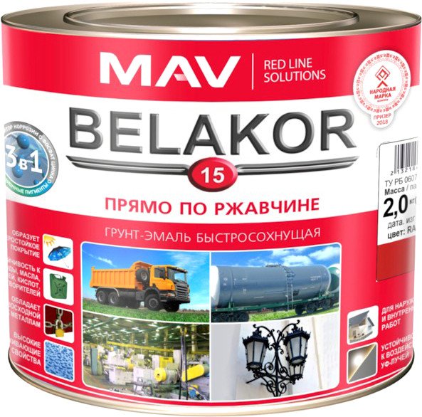 

Грунт-эмаль MAV Belakor-15 Ral 3000 2.4 л (красный матовый)