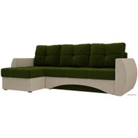 Угловой диван Лига диванов Сатурн 101054 (левый, микровельвет, зеленый/бежевый)