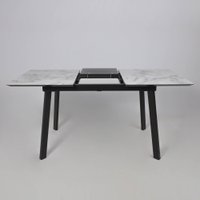 Кухонный стол Lepremo AV 1209 HPL+МДФ раздвижной 1200-1600x800 (виктори натуральный/черный)