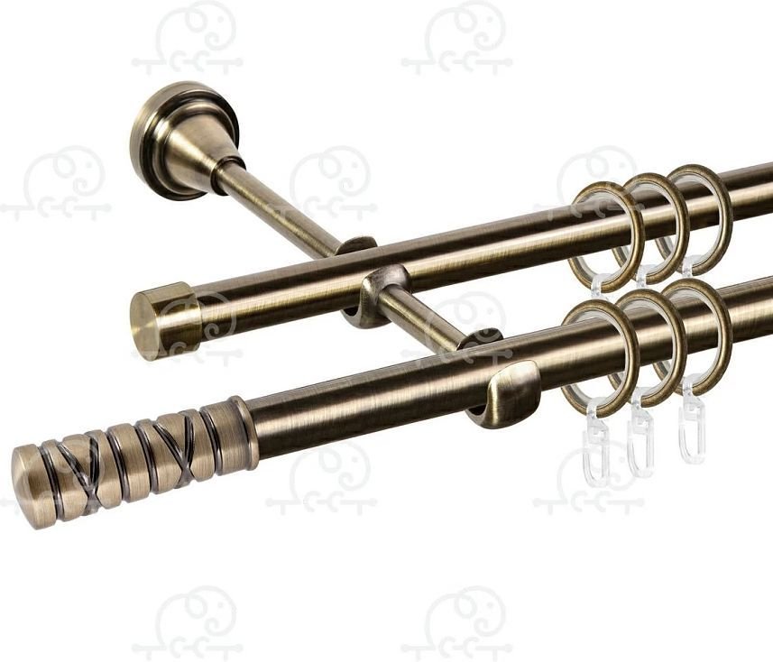 

Карниз для штор АС ФОРОС Торино D16Г/16Г с бесшумным кольцом с крючком (1.4 м, антик)