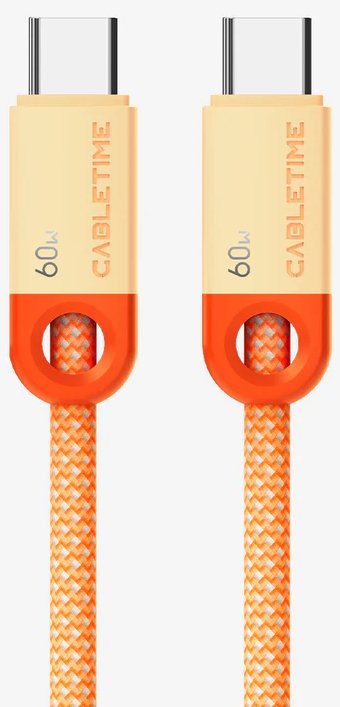 

Кабель Cabletime 60W USB Type-C - USB Type-C (1 м, оранжевый)