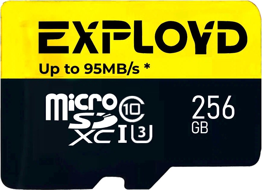 

Карта памяти Exployd Premium Series microSDXC 256GB EX256GCSDXC10UHS-1-ELU3 W/A-AD