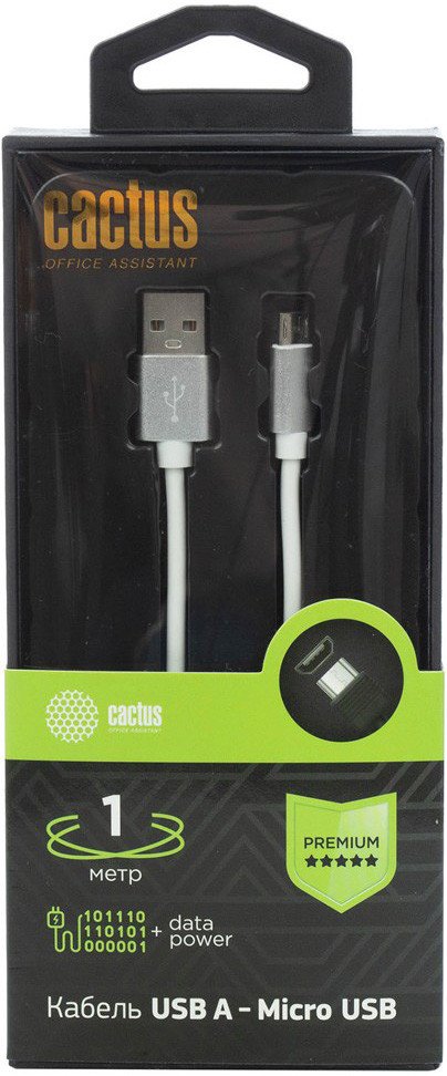 

Кабель CACTUS USB Type-C - microUSB CS-USB.A.USB.MIICRO-1 (1 м, белый)