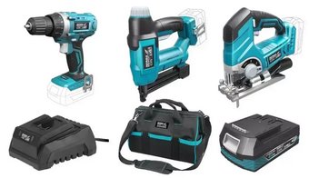 Dedra DED7015 (шуруповерт, скобозабиватель, лобзик, 1 АКБ, сумка)