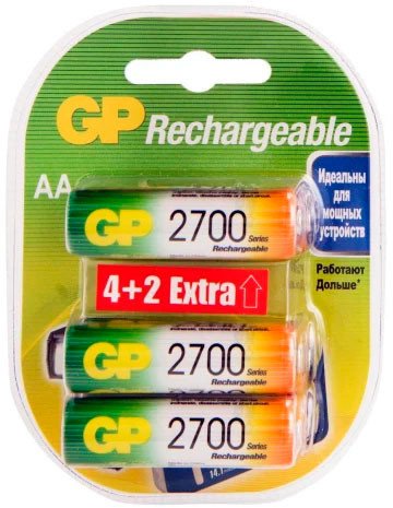 Аккумулятор GP Rechargeable AA 270AAHC4/2-2CR6