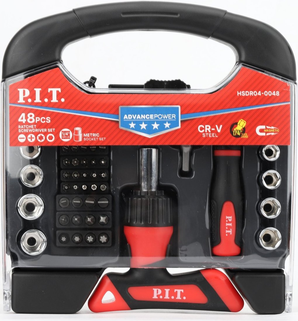 Набор отвертка с битами и головками P.I.T. Advance HSDR04-0048 (48 предметов)