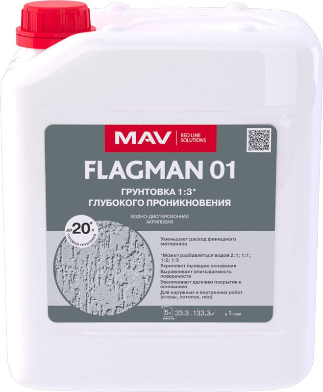 

Акриловая грунтовка Flagman 01 (5 л, бесцветный)