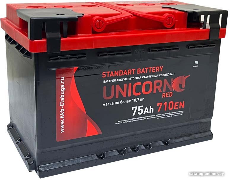 Автомобильный аккумулятор Unicorn Red 6СТ-75 о.п. (75 А·ч)