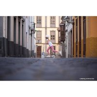 Двухколесный подростковый самокат Oxelo Mid 7 с подножкой (синий/оранжевый)