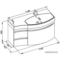  Aquanet Тумба под умывальник Опера 115 R (белый, 3 ящика)