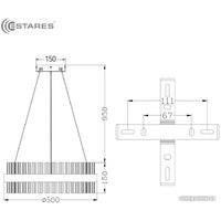 Подвесная люстра Estares Sofia 100W R-APP-500x1100-CHROME/CLEAR-220-IP20_Ч