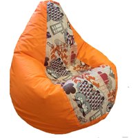 Кресло-мешок LoftyHome Груша XXL (оксфорд/велюр, оранжевый)