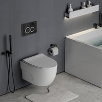 Унитаз подвесной Roxen Porto One Rimless 6 в 1 StounFix Dual Fresh 507197 (кнопка: черный матовый)