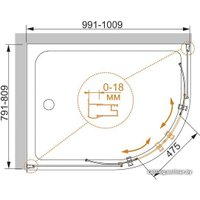 Душевой уголок Cezares Pratico-RH-2-100/80-P-Cr