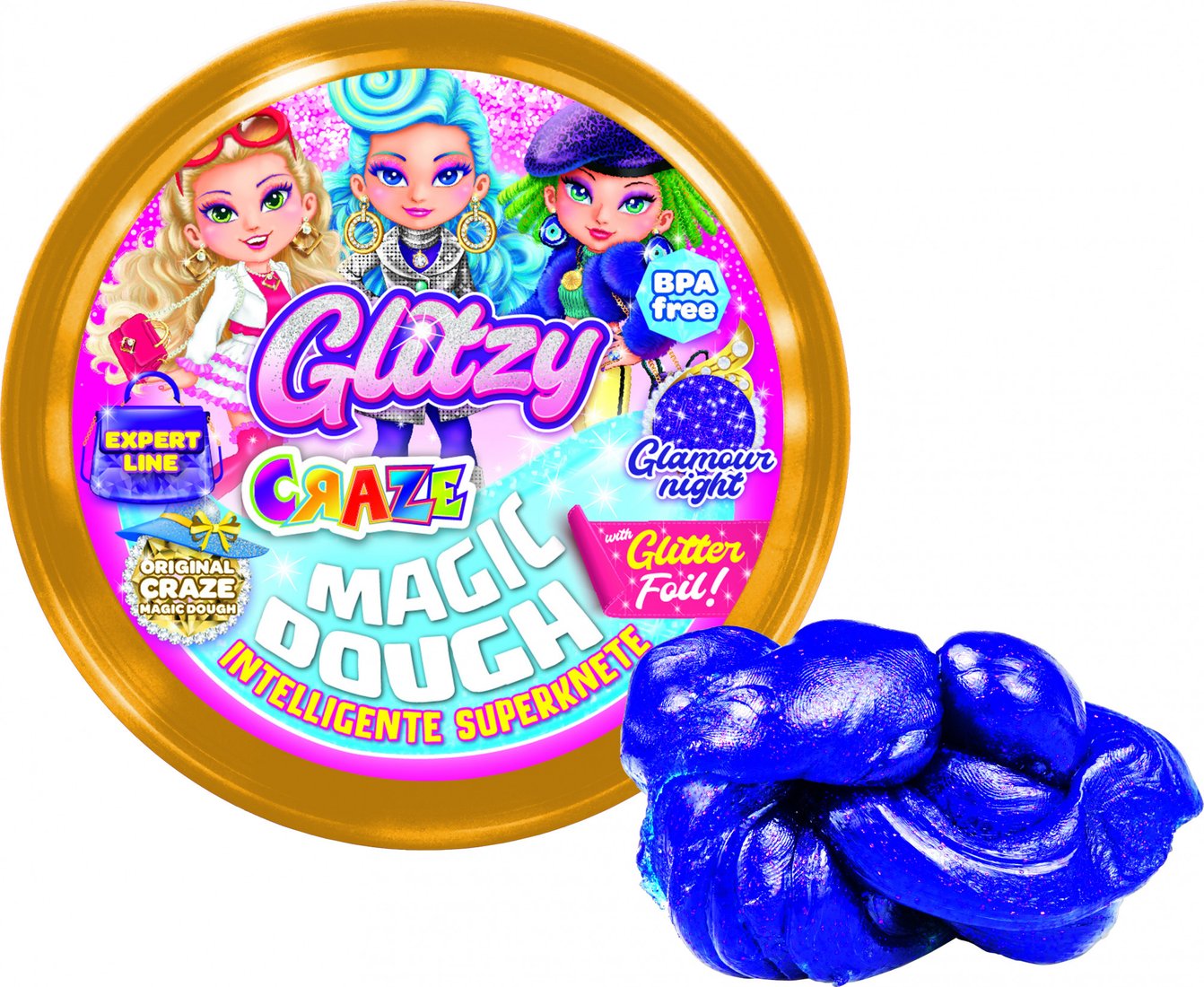 

Тесто для лепки Craze Magic Dough Попрыгунчик Блеск Гламурная ночь 35450.A (фиолетовый)