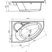 Ванна Cersanit Kaliope 153x100 L 63441 (с ножками, экраном и сифоном Prime черный)