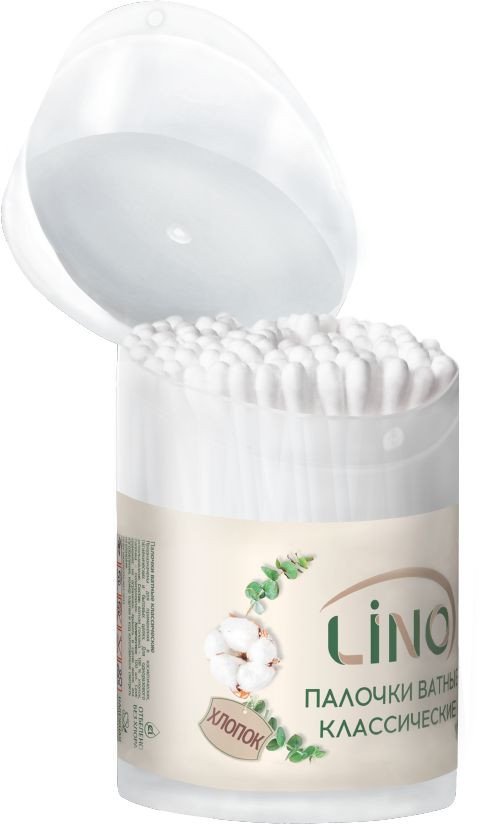 Ватные палочки Lino Хлопковые в пластиковой банке (100 шт)