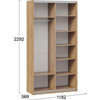 Шкаф-купе Трия Оскар Т2 1200 271184 (ручка черная/дуб крафт золотой)