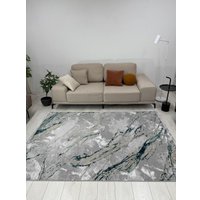 Ковер для жилой комнаты Radjab Carpet Афина Прямоугольник 9012A 12860RK (1.2x1.8, Grey/D.Green)