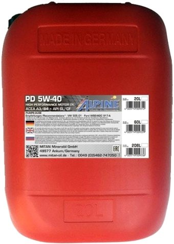 Моторное масло Alpine PD Pumpe-Duse 5W-40 20л