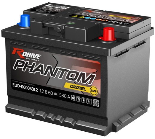 

Автомобильный аккумулятор RDrive Phantom Diesel SMF EUD-060053L2 (60 А·ч)