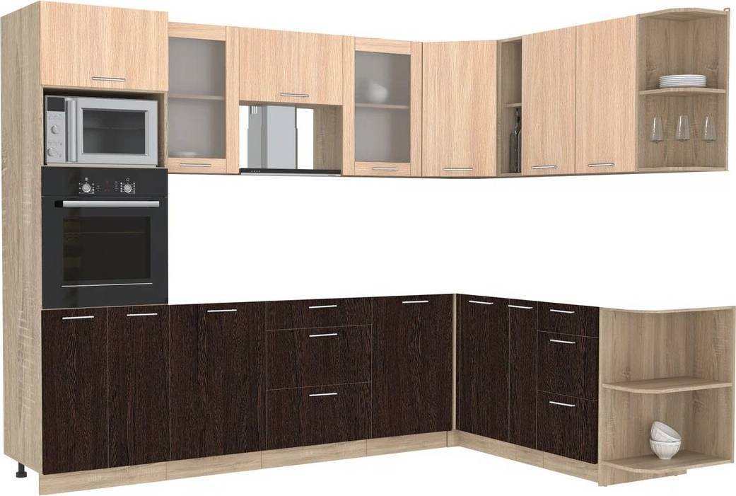 

Готовая кухня Интерлиния Мила 1.88x2.8 правая без столешницы (дуб молочный/дуб венге)
