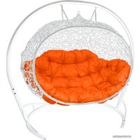 Подвесной диван M-Group Улей 11210107 (белый ротанг/оранжевая подушка)