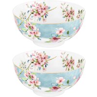 Набор салатников Elan Gallery Яблоневый цвет на голубом New Bone China 420785