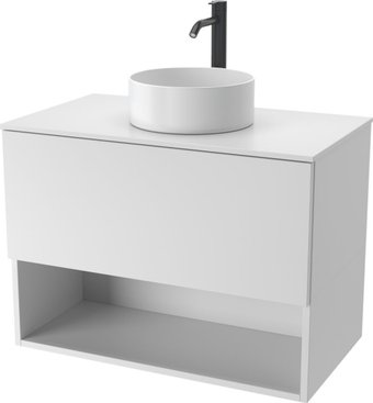 ЗОВ Тумба под умывальник со столешницей Кито-2 80 (белый матовый/белая столешница)