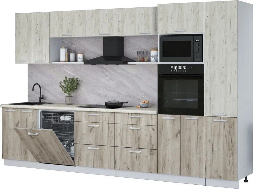 

Готовая кухня Интерлиния Мила Лайт 3.4-ПМ1 (дуб белый/дуб серый/опал светлый)