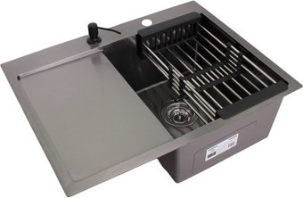 Кухонная мойка Wisent WS-36550B-R/GER013 (с сифоном, дозатором и коландером)