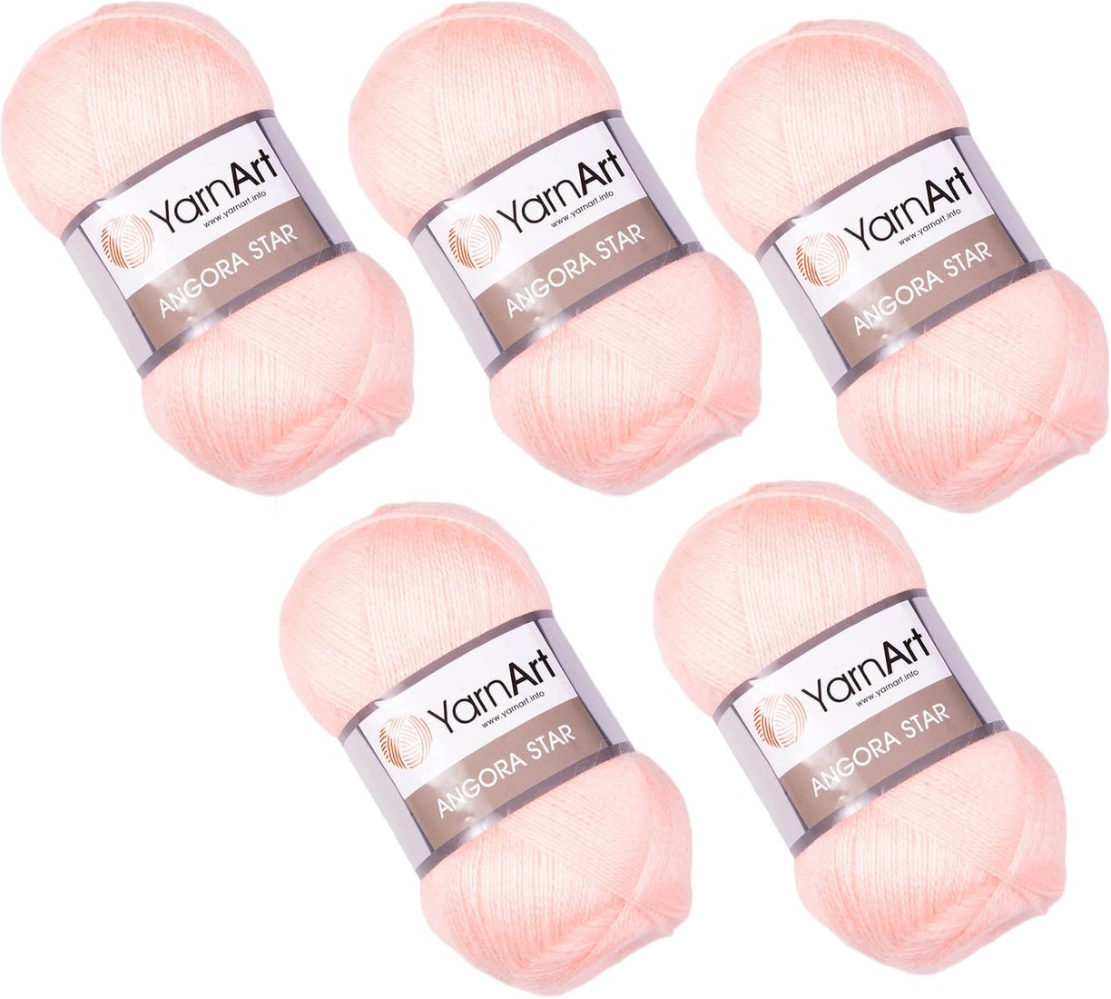 

Набор пряжи для вязания Yarnart Angora Star 204 (500 м, персиковый, 5 мотков)